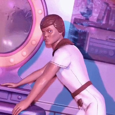 Gif animado com uma cena de Toy Story do boneco Ken trocando de roupa.